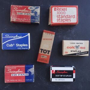 Vintage Staples Partial Box Lot of 7 Swingline Rexel Bates Colt Cub Tot Standard